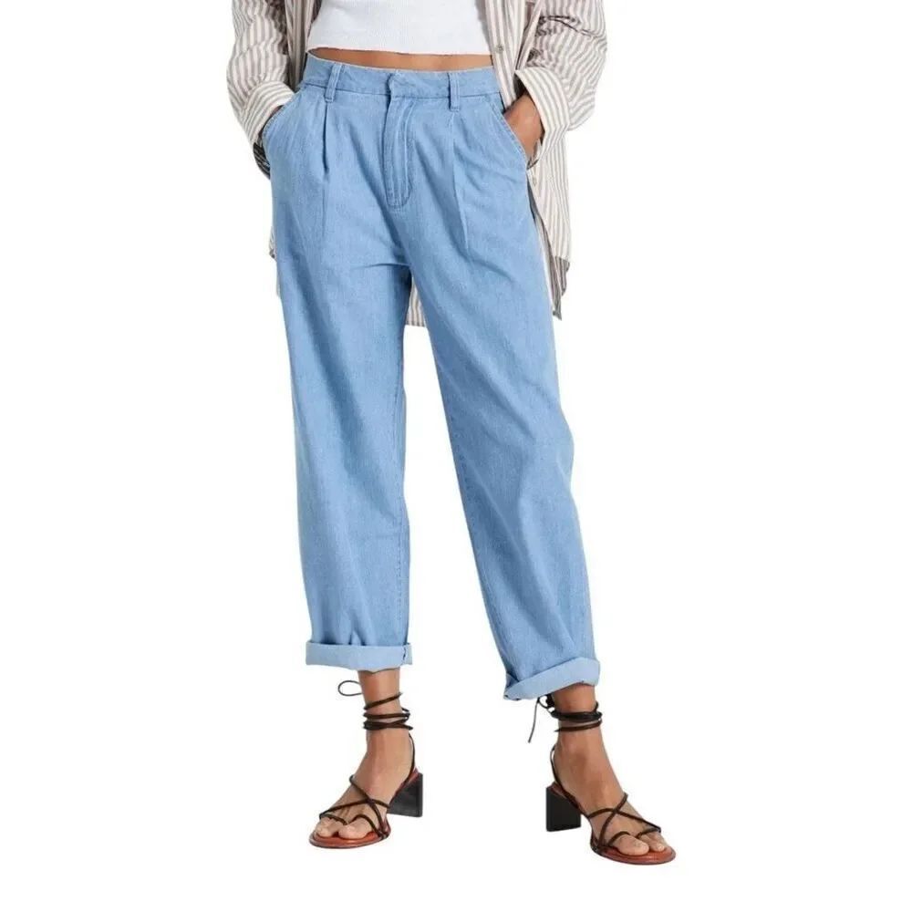 Brixton Victory Trouser Pants Light Blue High Waist 100% Cotton Women's Size 29